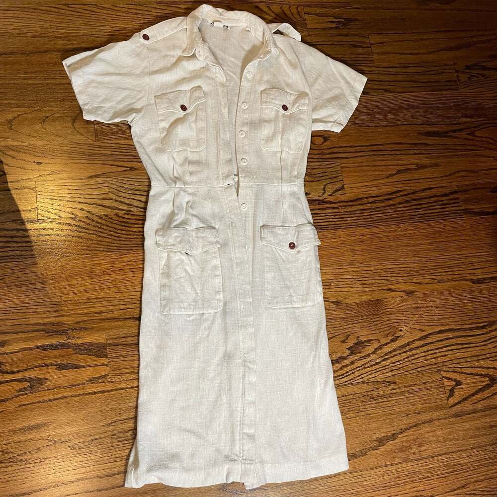 Taurus II Vintage Linen Safari Shirt Dress Size 10